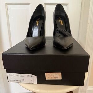 Saint Laurent Black Leather Pointed-Toe Stiletto Pumps